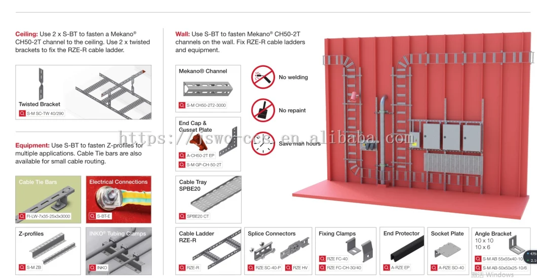 Heavy Duty Steel Galvanized Ladder Type Cable Tray and Heavy Duty Solid Cable Tray