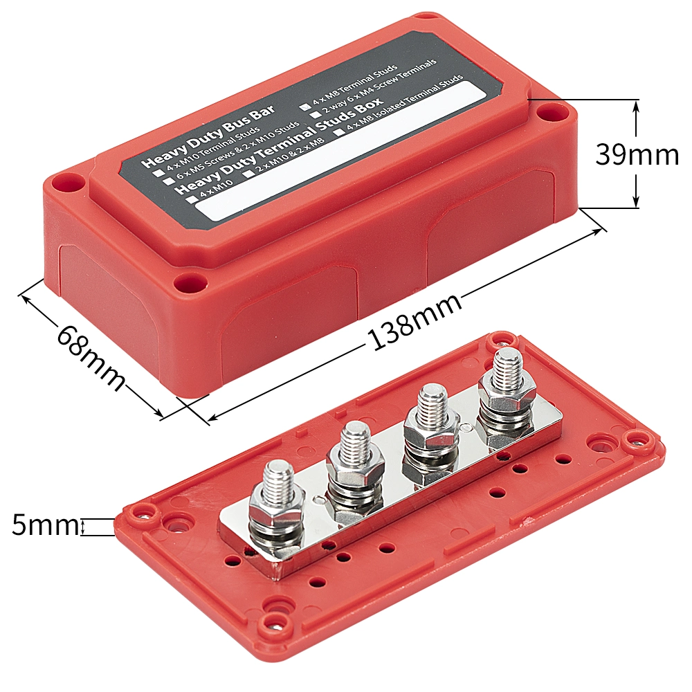 300A Bus Bar Heavy Duty Power Distribution Block Busbar Box Module Design with 4X M8 (5/16&quot;) Terminal Studs for Car RV Boat