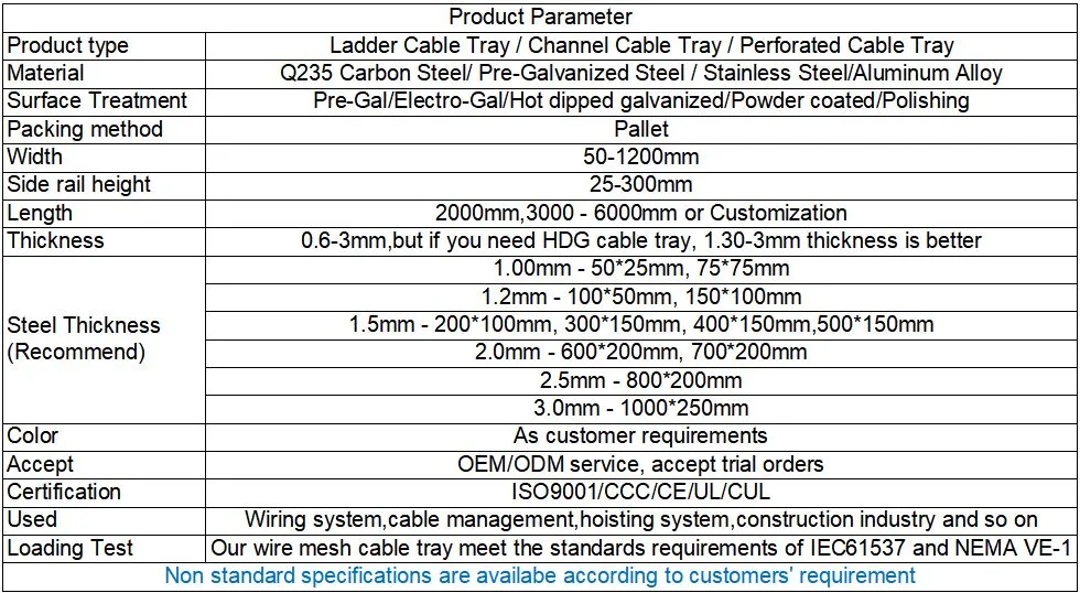 Galvanized Light Duty Cable Tray for Australian Market (UL, CE, IEC and SGS)