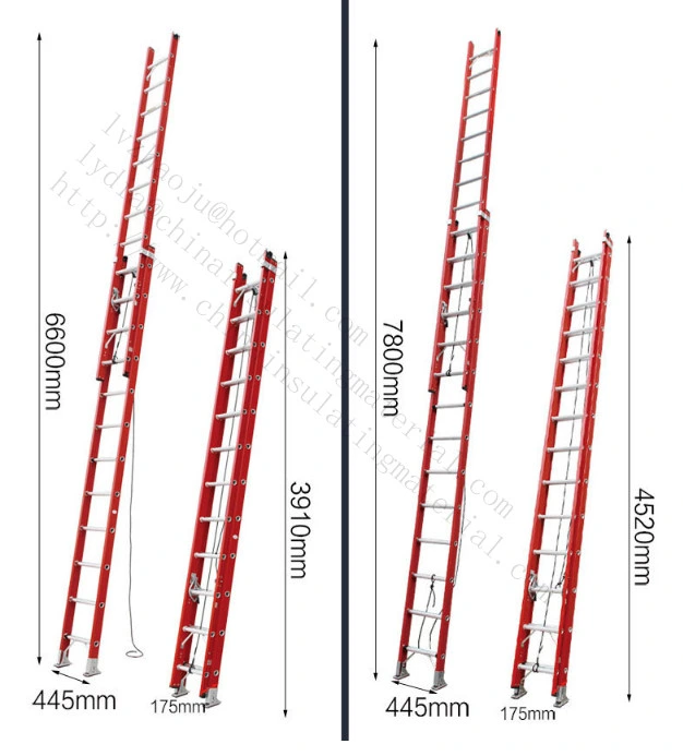 New Electricians Heavy Duty Fibreglass Extension Ladder with Cable Hook